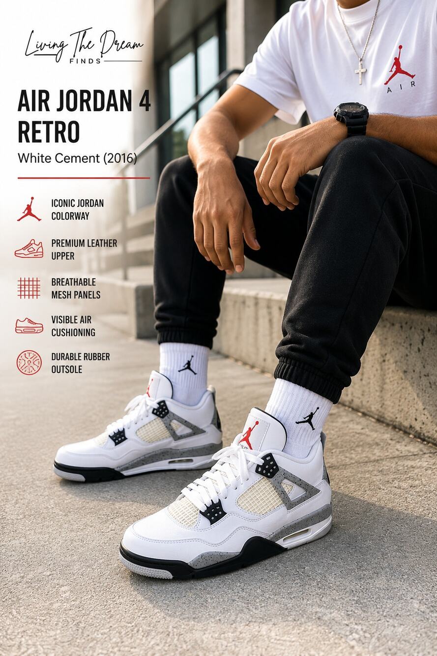Nike Air Jordan 4 Retro White Cement 2016 Men’s Size 8.5 840606 192